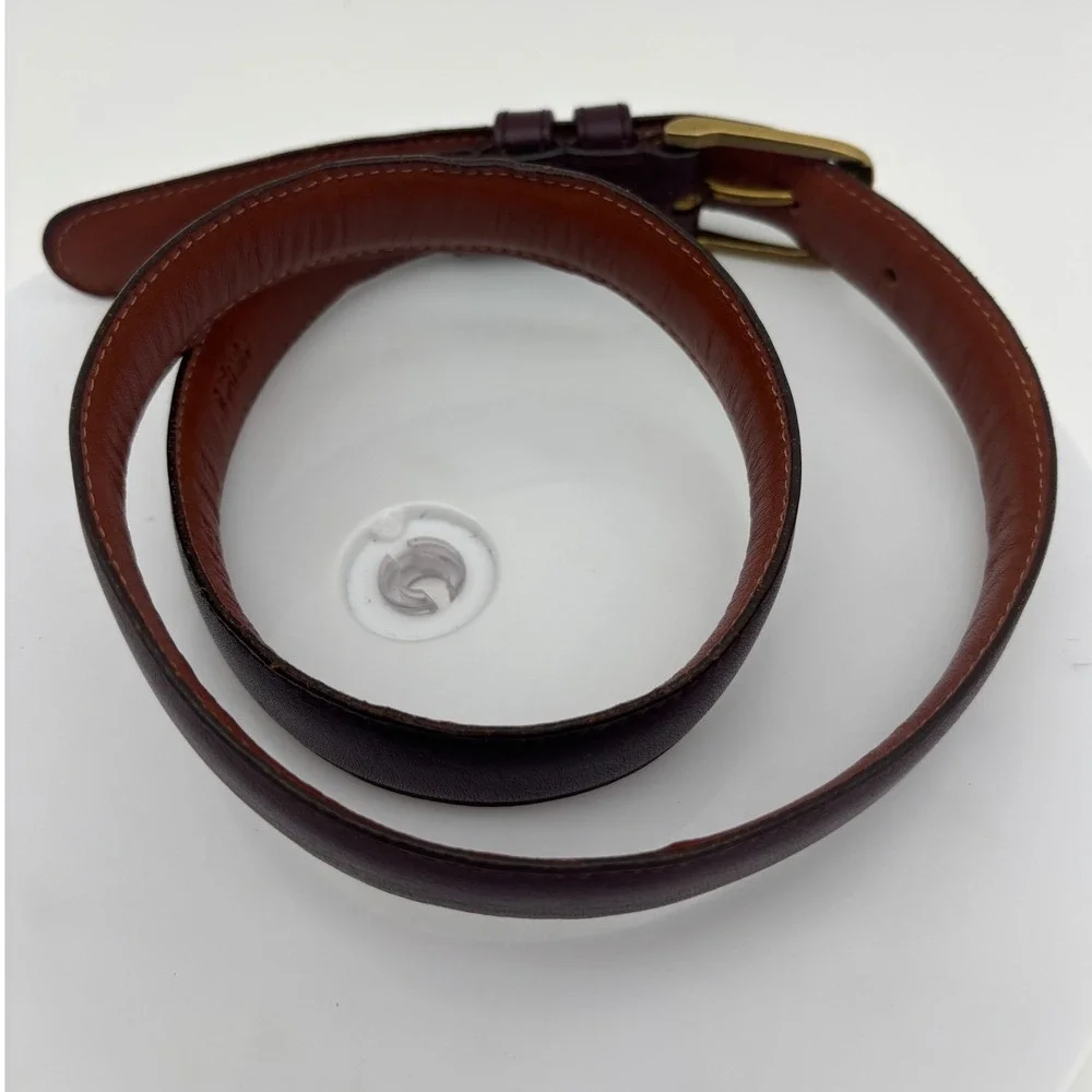 VINTAGE COACH Burgundy Leather Belt 5700 Gold Brass Buckle Womens 30in 75cm